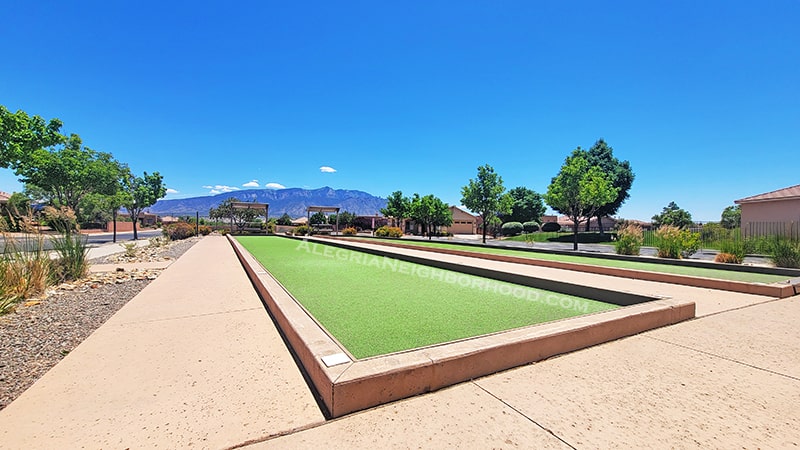 Bocce ball courts at Alegria