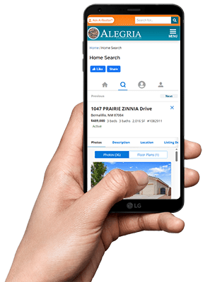 Alegria home search on mobile device