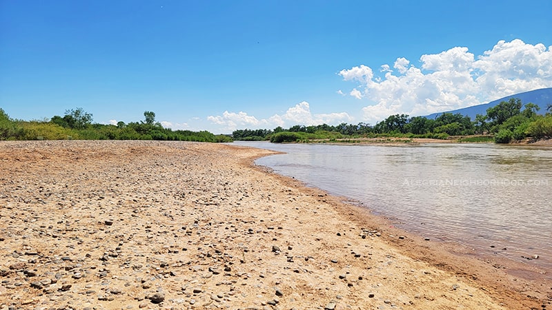 Rio Grande with view of the Sandia Mountains